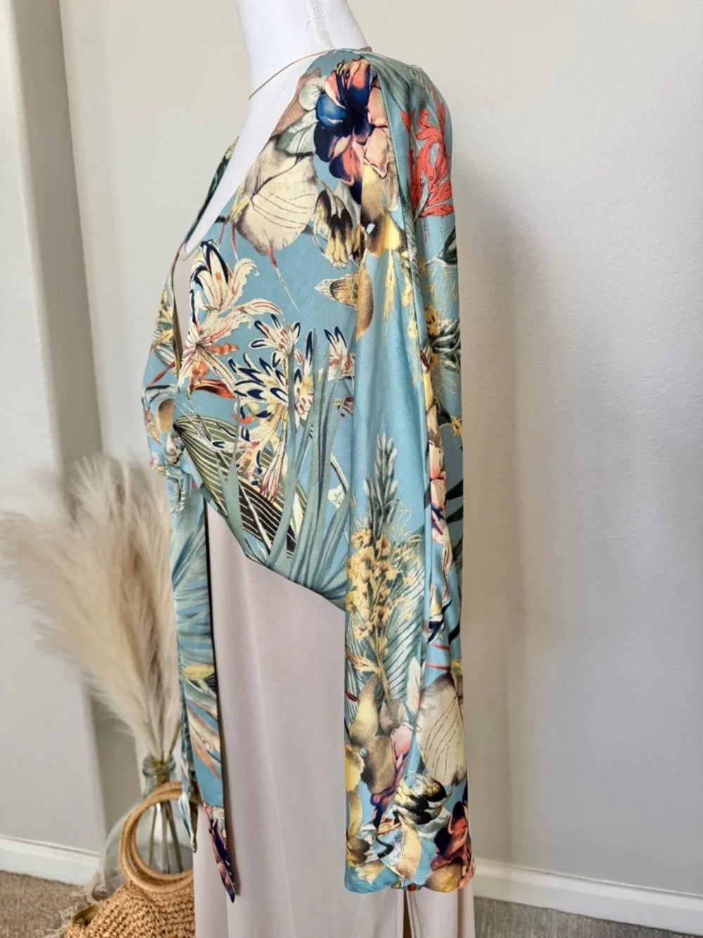NEW - Beach Vacation | Tropical Tie-Front Kimono Shrug Wrap Top | Travel Outfit - Picture 6 of 11